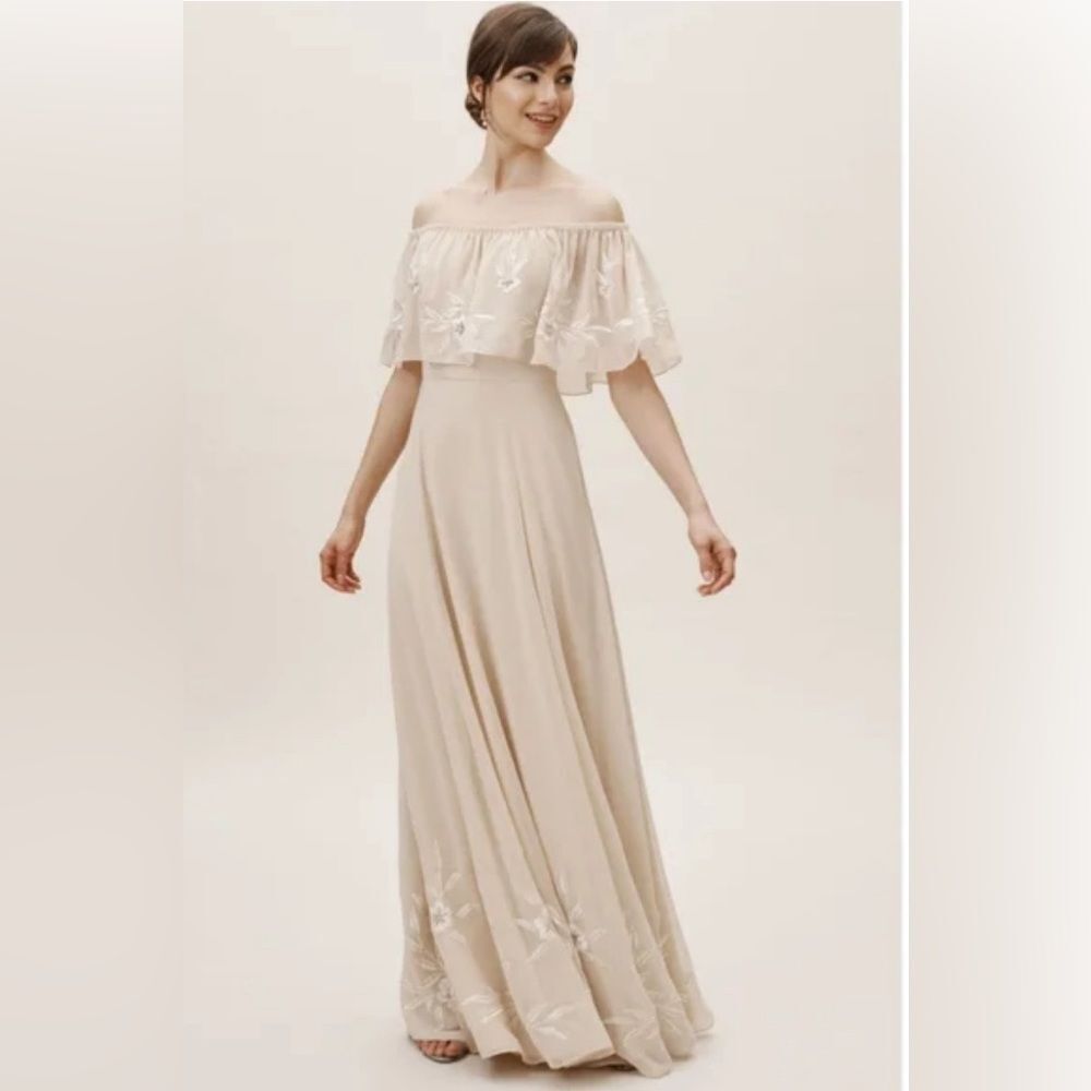 Brittany Dress from BHLDN with floral embroidery and delicate beading. - Picture 2 of 9